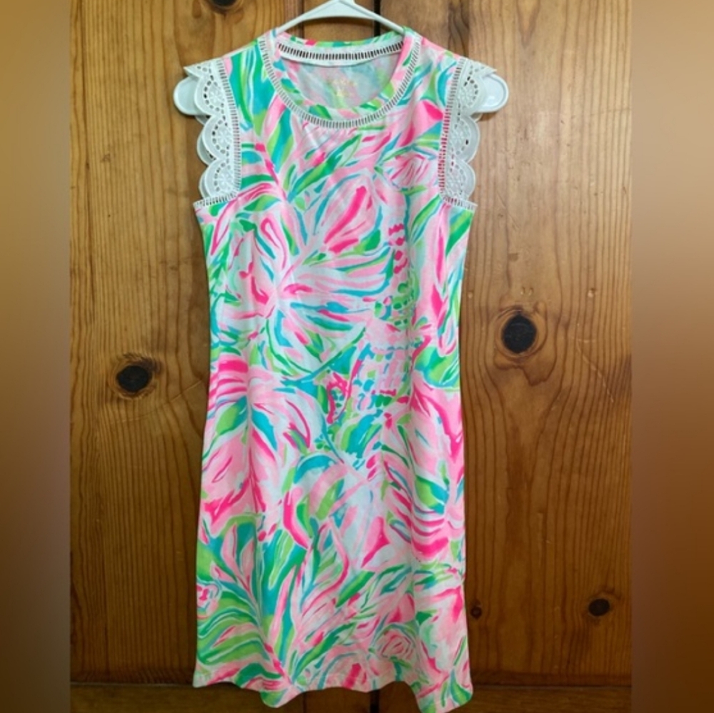 NEW Lilly Pulitzer pink green sleeveless shift dress XS